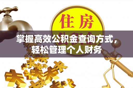 秀水掌握高效公积金查询方式，轻松管理个人财务