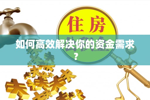 本地如何高效解决你的资金需求？