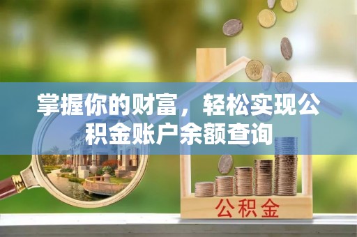高树掌握你的财富，轻松实现公积金账户余额查询